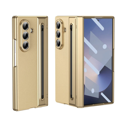 Galaxy Z Fold7 Elite Plated Leather Armor Case