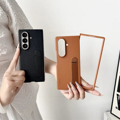 Z Fold7 Ultra-Slim Leather Kickstand Case