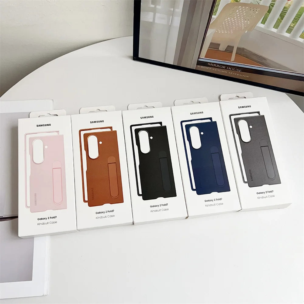 Z Fold7 Ultra-Slim Leather Kickstand Case