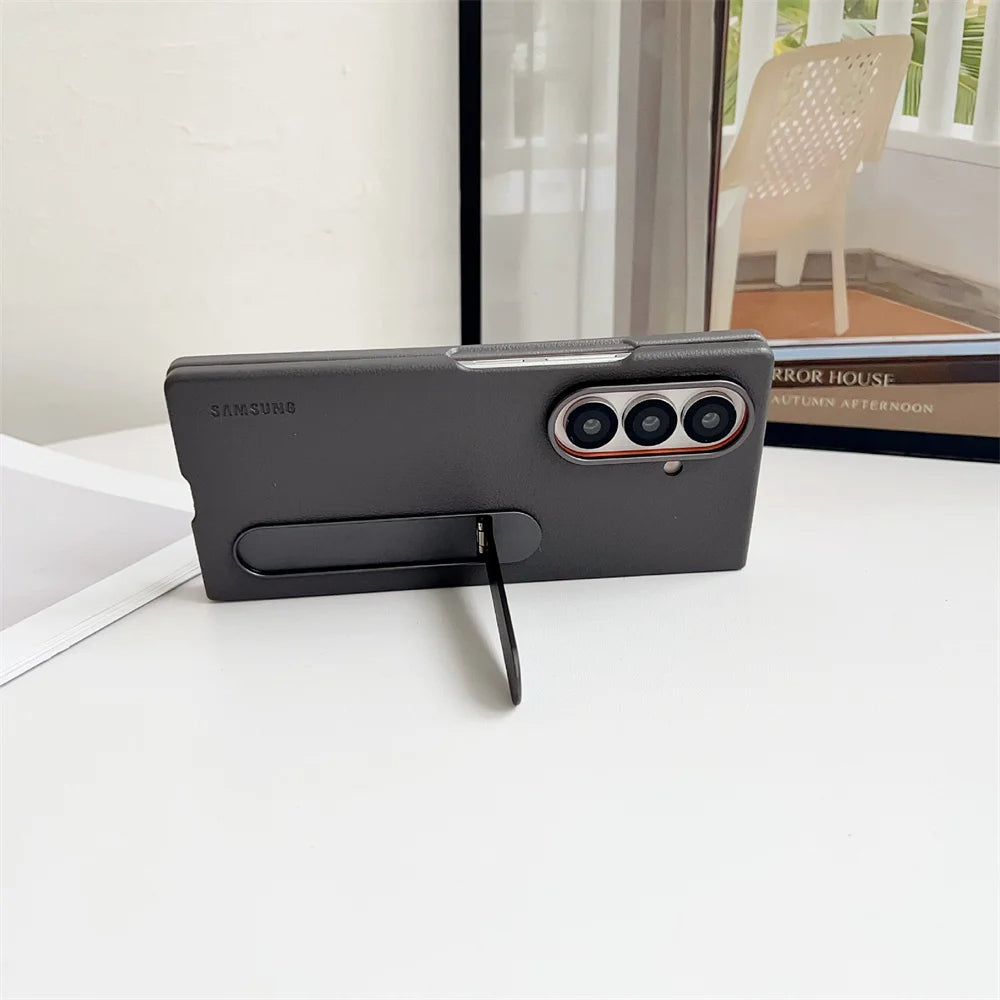 Z Fold7 Ultra-Slim Leather Kickstand Case