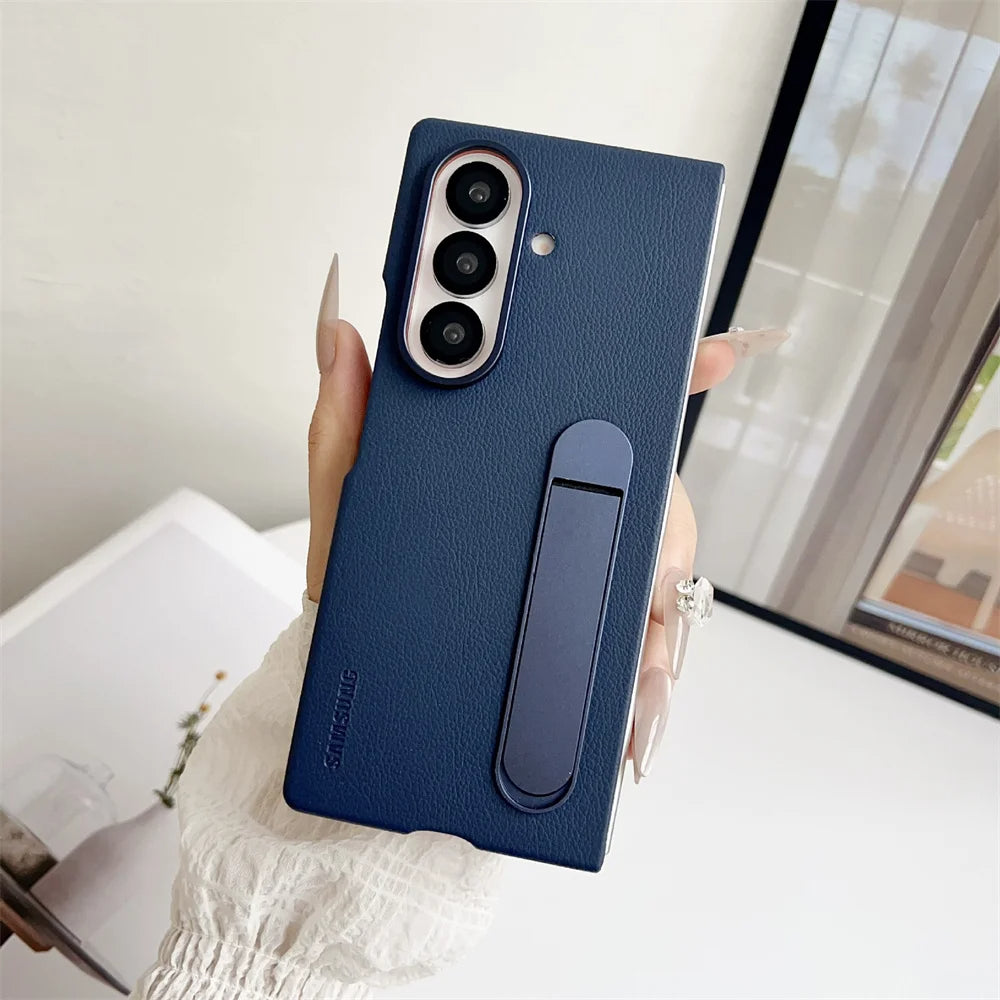 Z Fold7 Ultra-Slim Leather Kickstand Case