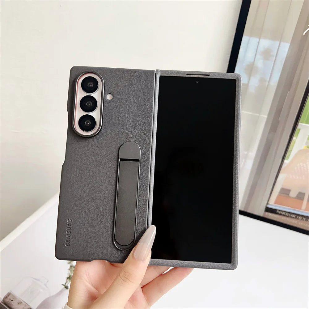 Z Fold7 Ultra-Slim Leather Kickstand Case